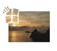 puzzleYOU : Calendrier de l'Avent | « Coucher de Soleil et Rocher de la Vierge à Biarritz. France, Nouvelle aquitaine, Pays Basque, FRA. »