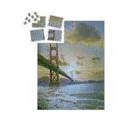 puzzleYOU : Calendrier de l'Avent | « dans Le Style Artistique de Claude Monet - Golden Gate Bridge au Coucher du Soleil »