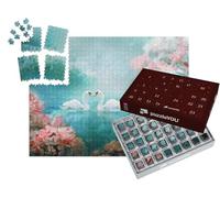 puzzleYOU : Calendrier de l'Avent | « Deux cygnes Blancs nagent dans Un Paysage de Conte de fées »