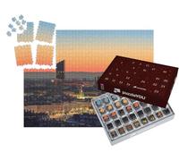 puzzleYOU : Calendrier de l'Avent | « La Place Bellecour et Les Tours de la Part-Dieu dans la Ville de Lyon, France, à l'aube. »