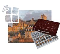 puzzleYOU : Calendrier de l'Avent | « La Ville Historique du Mans Vue en soirée Depuis Le Quai de la Sarthe, Pays de la Loire »