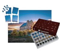 puzzleYOU : Calendrier de l'Avent | « Lever de Soleil derrière l'église du Bon Pasteur, lac Tekapo, île du Sud, Nouvelle-Zélande »