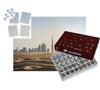 puzzleYOU : Calendrier de l'Avent | « L'horizon de Dubaï dans Le désert au Coucher du Soleil, Émirats Arabes Unis »