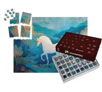 puzzleYOU : Calendrier de l'Avent | « Licorne Blanche dans Un Monde de Conte de fées Bleu »
