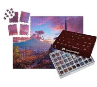 puzzleYOU : Calendrier de l'Avent | « Magnifique Coucher de Soleil, pagode Chureito et Mont Fuji, Japon »