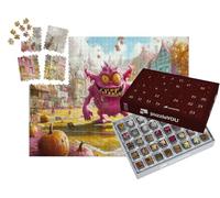 puzzleYOU : Calendrier de l'Avent | « Monstre Violet sur Un Terrain de Basket-Ball à Halloween »