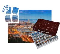 puzzleYOU : Calendrier de l'Avent | « Panorama de Barcelone avec Le Port la Nuit, Espagne »