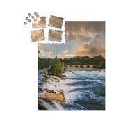 puzzleYOU : Calendrier de l'Avent | « Paysage aux Chutes du Rhin avec viaduc ferroviaire, Canton de Schaffhouse, Suisse »