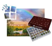 puzzleYOU : Calendrier de l'Avent | « Paysage Calme après la tempête avec Un Arc-en-Ciel Lumineux »