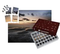 puzzleYOU : Calendrier de l'Avent | « Paysage de Plage Tranquille au Coucher du Soleil à Wissant, côte d'opale en Hauts-de-France. »