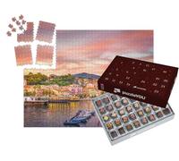 puzzleYOU : Calendrier de l'Avent | « Port et Village de Porto Azzurro au Coucher du Soleil, Île d'Elbe, Italie »