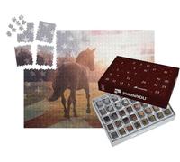puzzleYOU : Calendrier de l'Avent | « Portrait d'un Cheval Quarter américain avec Le Drapeau des États-Unis »