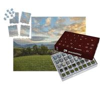 puzzleYOU : Calendrier de l'Avent | « Prairie avec Les Alpes françaises au Loin, Haute Savoie, France »