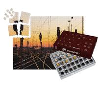 puzzleYOU : Calendrier de l'Avent | « Rails de Chemin de Fer dans Une Grande Gare au Coucher du Soleil »