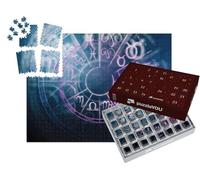 puzzleYOU : Calendrier de l'Avent | « Rendu 3D : Signes du Zodiaque, Cercle horoscopique sur Fond Sombre »