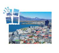 puzzleYOU : Calendrier de l'Avent | « Reykjavik, la Capitale de l'Islande, avec Vue sur Le Port et Le Mont Esja »
