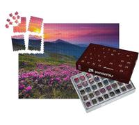 puzzleYOU : Calendrier de l'Avent | « Rhododendrons Roses en Fleurs au-Dessus des Montagnes »