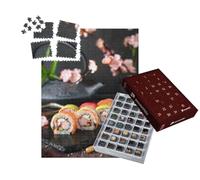 puzzleYOU : Calendrier de l'Avent | « Rouleau de Sushi Arc-en-Ciel au Saumon, Thon, Avocat, crevette géante et Fromage Frais »