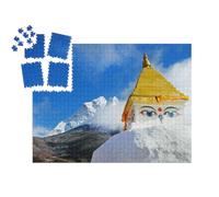 puzzleYOU : Calendrier de l'Avent | « Stupa Bouddhiste et Drapeaux de prière, derrière Les Montagnes de l'Himalaya »