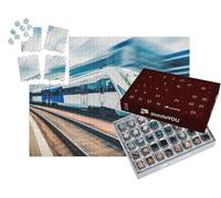 puzzleYOU : Calendrier de l'Avent | « Train à Grande Vitesse en Mouvement dans la Gare au Coucher du Soleil »