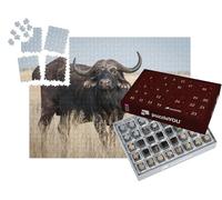 puzzleYOU : Calendrier de l'Avent | « Un Grand Vieux Buffle du Cap sur Une Plaine herbeuse »
