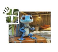 puzzleYOU : Calendrier de l'Avent | « Une Petite Salamandre Bleue Part en Voyage Autour du Monde »