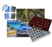 puzzleYOU : Calendrier de l'Avent | « Voiture Ancienne : Buick sous Les Palmiers sur la Plage, Varadero, Cuba »