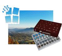 puzzleYOU : Calendrier de l'Avent | « Vue aérienne de Montagnes automnales colorées, Coucher de Soleil Brumeux, Vosges, Alsace, France »
