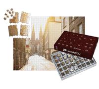 puzzleYOU : Calendrier de l'Avent | « Vue de la Rue avec la cathédrale dans la lumière du Matin dans la Ville de Clermont-Ferrand »