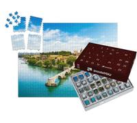 puzzleYOU : Calendrier de l'Avent | « Vue panoramique sur Le Pont Saint-Bénézet et Le fleuve Rhône à Avignon, France »