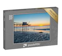 puzzleYOU : Puzzle de 100 pièces « Cabane de pêcheur sur pilotis au Bord de l'Atlantique près de La Rochelle, Charente Maritime »