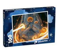 puzzleYOU : Puzzle de 100 pièces « Chevaliers avec des épées de feu dans la forêt enchantée »
