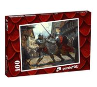 puzzleYOU : Puzzle de 100 pièces « Combat à l’épée des héros Chevaliers »