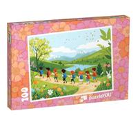 puzzleYOU : Puzzle de 100 pièces « du Soleil, des Montagnes et des Enfants Heureux »