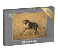 puzzleYOU : Puzzle de 100 pièces « Étude d'un guépard bondissant à Savuti, Botswana »
