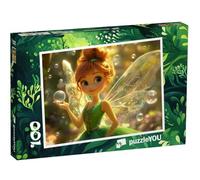 puzzleYOU : Puzzle de 100 pièces « Fée Magique en Robe Verte et Ailes »