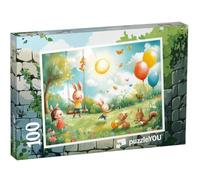 puzzleYOU : Puzzle de 100 pièces « Fête de Pâques sur la Prairie printanière »