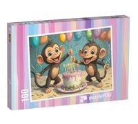 puzzleYOU : Puzzle de 100 pièces « Fête de Singe Sauvage Amusante avec des Amis »