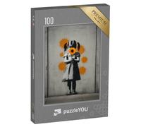 puzzleYOU : Puzzle de 100 pièces « Fille avec du Tournesol Street Art »