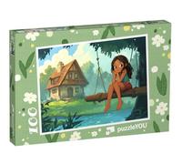 puzzleYOU : Puzzle de 100 pièces « L’Enfant de la Nature sur sa balançoire en Bois au Bord du ruisseau »