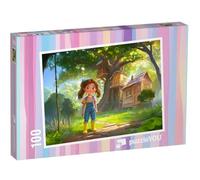 puzzleYOU : Puzzle de 100 pièces « La Fille et sa cabane secrète dans Les Arbres dans la forêt »