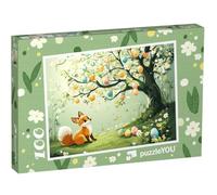 puzzleYOU : Puzzle de 100 pièces « Le Petit Renard sur Le Sapin de Pâques »