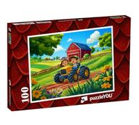 puzzleYOU : Puzzle de 100 pièces « Les Amis tracteurs : Ensemble sur de Grandes Roues »