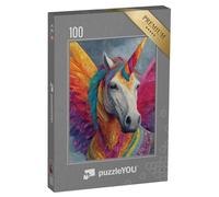 puzzleYOU : Puzzle de 100 pièces « Licorne Magique avec Motif coloré »