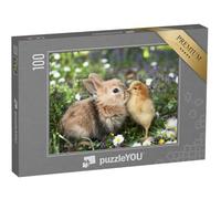puzzleYOU : Puzzle de 100 pièces « Meilleurs Amis : Petit Lapin et Poussin »