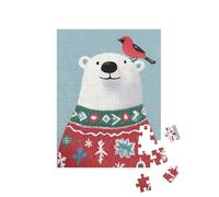 puzzleYOU : Puzzle de 100 pièces « Monsieur l'ours Polaire et Son ami se réjouissent de la fête »