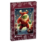 puzzleYOU : Puzzle de 100 pièces « Monstre de Noël Vert en Père Noël »