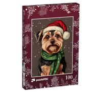 puzzleYOU : Puzzle de 100 pièces « Noël avec Le Yorkshire Terrier Romeo »