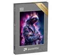puzzleYOU : Puzzle de 100 pièces « Paresseux avec Couronne et Manteau »