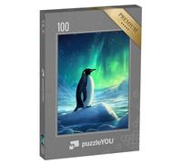 puzzleYOU : Puzzle de 100 pièces « Pingouin sous Le Charme des aurores boréales »
